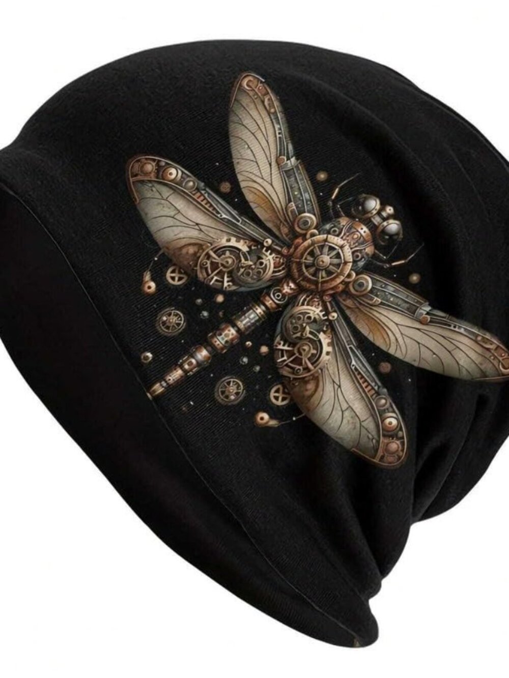 Slouchy Beanie Hat Dragonfly Print Boho Retro Skull Cap for Women and Men